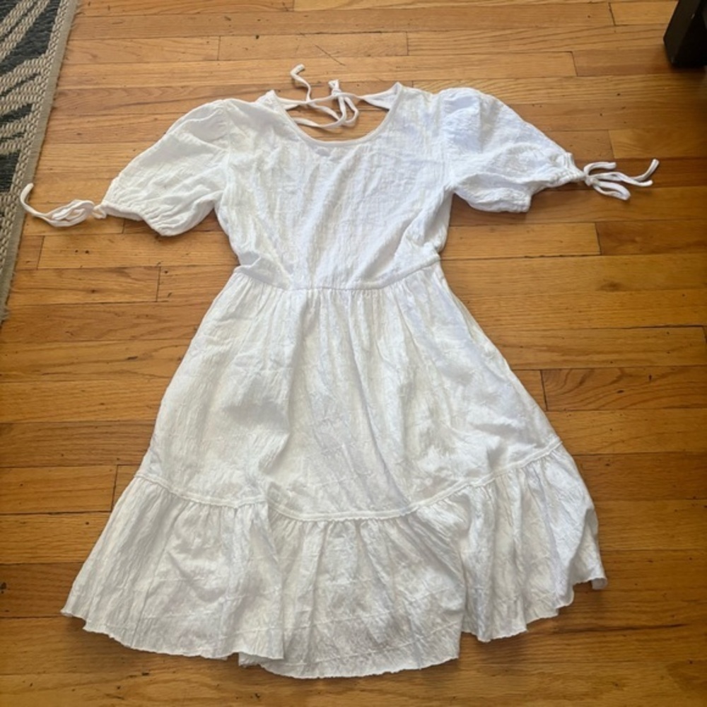 Free People White Cotton Open Back Mini Dress Size XS